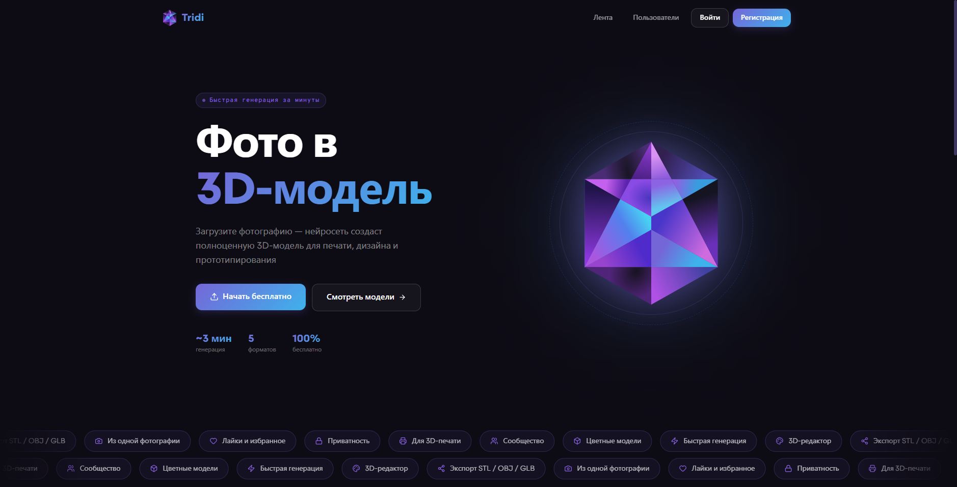 Tridi — скриншот проекта